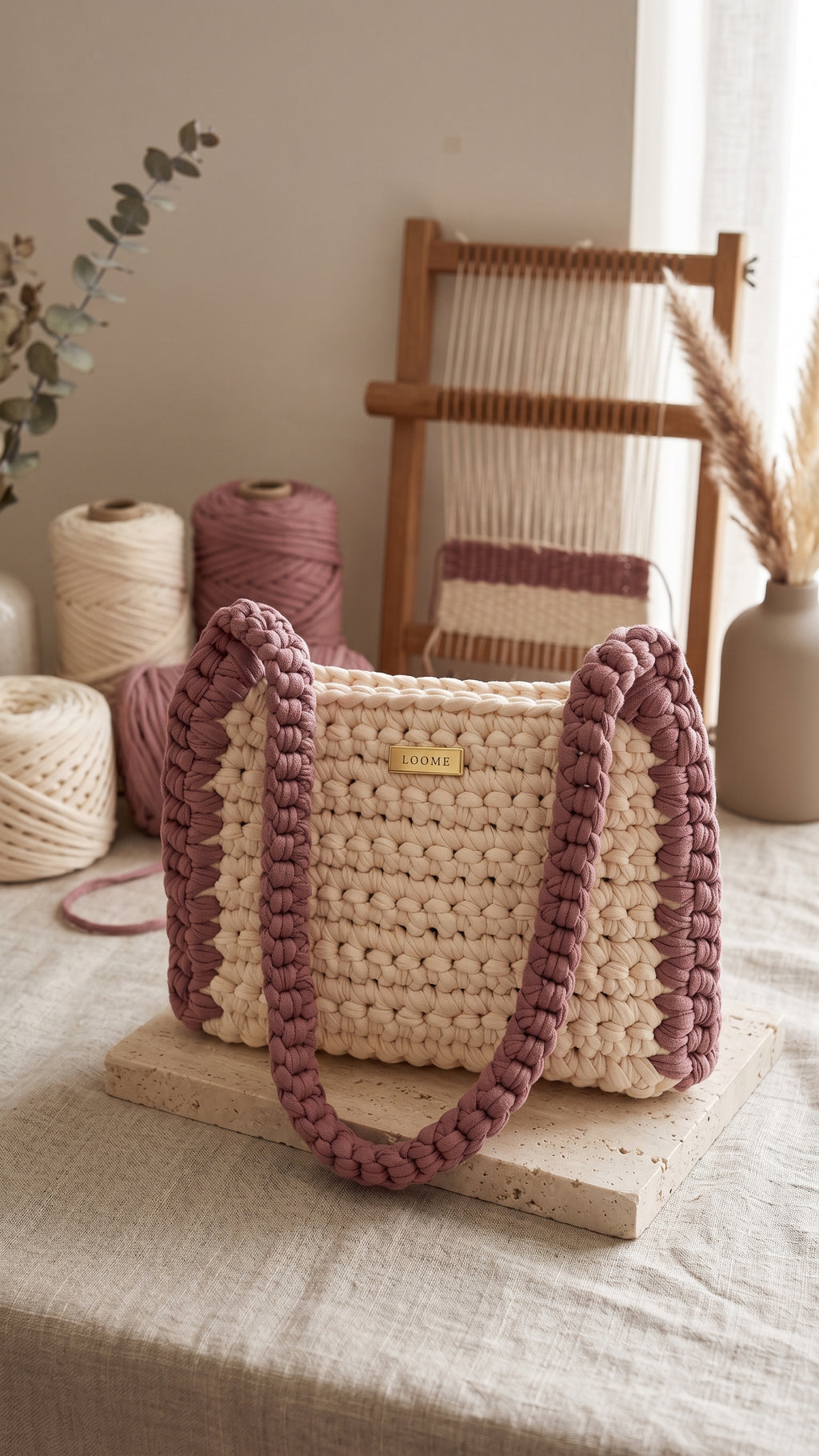 Rose Cream — handmade crochet bag by LOOMÉ