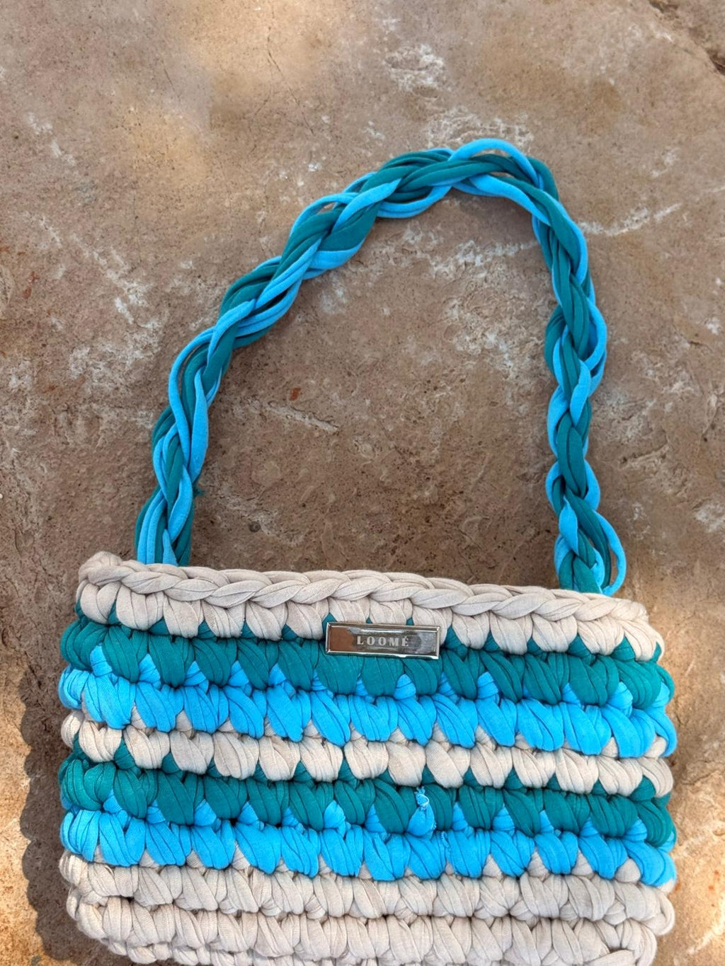Blue Lagoon handmade crochet bag by LOOMÉ — view 3