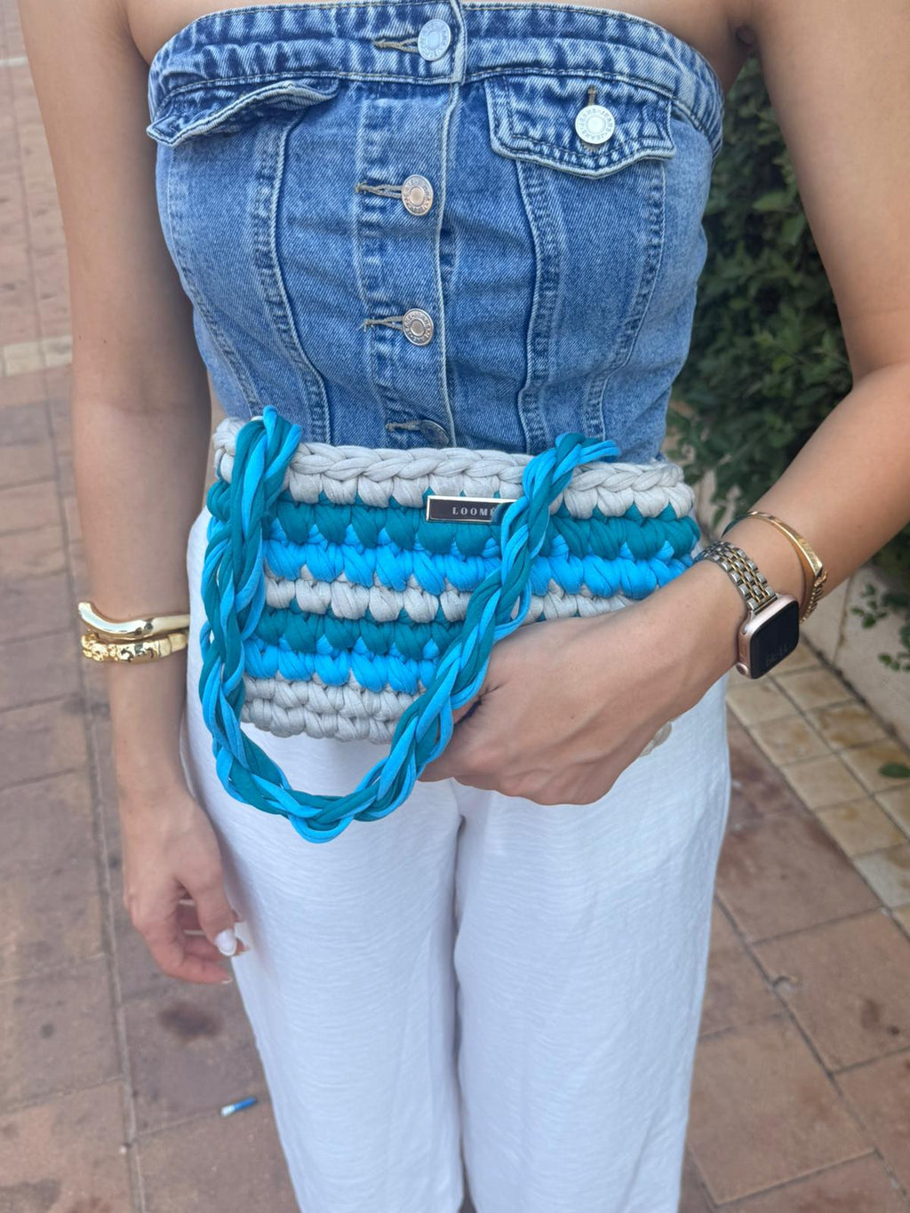 Blue Lagoon handmade crochet bag by LOOMÉ — view 2